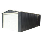 Garage en métal gris anthracite herbert 19. 5 m² et kit d'ancrage Garage en métal gris anthracite herbert 19. 5 m² et kit d'ancrage