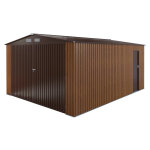 Garage en métal imitation bois 18. 2 m² porte de service et ancrage Garage en métal imitation bois 18. 2 m² porte de service et ancrage