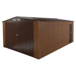 Garage en métal imitation bois de 20 m² et kit d'ancrage offert Garage en métal imitation bois de 20 m² et kit d'ancrage offert