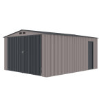 Garage en métal taupe 18. 5 m2 avec porte de service et ancrage inclus Garage en métal taupe 18. 5 m2 avec porte de service et ancrage inclus