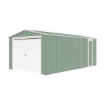 Garage en métal vert amande herbert 19. 5m² et kit d'ancrage Garage en métal vert amande herbert 19. 5m² et kit d'ancrage