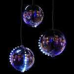 Guirlande 3 boules  8cm snow ball argent 1m
