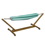 Hamac pour enfant en bois et toile de couleur turquoise clair