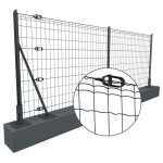 Kit 50m x h. 1, 2m grillage soud gris 100 x 50mm pose sur platines