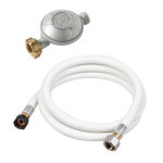 Kit tuyau de raccordement gaz 1. 50m avec détendeur butane 28mb Kit tuyau de raccordement gaz 1. 50m avec détendeur butane 28mb