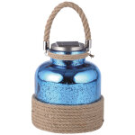 Lanterne solaire verre portative bleu
