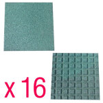 Lot de 16 dalles de protection vertes pour aire de jeux enfant 50x50cm