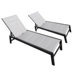 Lot de 2 bains de soleil aluminium papaye gris galet