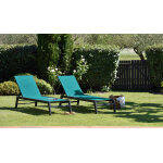 Lot de 2 bains de soleil aluminium vert d'eau papaye