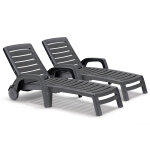 Lot de 2 bains de soleil anthracite riva