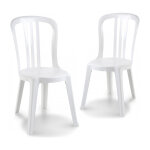 Lot de 2 chaises bistrot coloris blanc miami Lot de 2 chaises bistrot coloris blanc miami