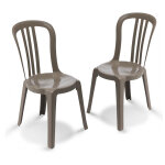 Lot de 2 chaises bistrot coloris taupe miami Lot de 2 chaises bistrot coloris taupe miami