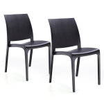 Lot de 2 chaises de jardin en résine graphite volga Lot de 2 chaises de jardin en résine graphite volga