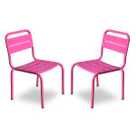 Lot de 2 chaises mtal fuchsia pour enfant