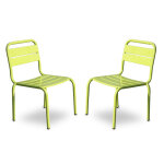 Lot de 2 chaises mtal vertes pour enfant