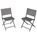 Lot de 2 chaises pliantes acier antalya anthracite taupe Lot de 2 chaises pliantes acier antalya anthracite taupe