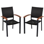 Lot de 2 fauteuils aluminium chocolat barcelona