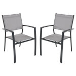 Lot de 2 fauteuils aluminium gris antibes