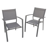 Lot de 2 fauteuils aluminium sandino gris