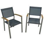 Lot de 2 fauteuils aluminium taupe figueras