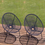 Lot de 2 fauteuils en fils de rsine noir honolulu