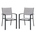 Lot de 2 fauteuils matelasss en aluminium gris clair tunis