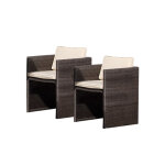 Lot de 2 fauteuils ottoman de jardin chocolat avec coussin