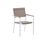 Lot de 2 fauteuils de jardin roma en aluminium blanc et taupe