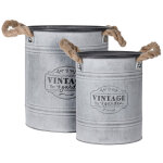 Lot de 2 pots zinc vintage garden diamtre 22, 5 cm