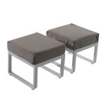 Lot de 2 pouf blanc taupe carrs