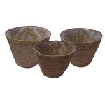 Lot de 3 caches pots en jonc de mer diamètre 40 cm idar Lot de 3 caches pots en jonc de mer diamètre 40 cm idar