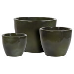Lot de 3 pots ronds en cramique olga vert fonc