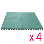 Lot 4 dalles de protection aire de jeux enfant 100 x 100 cm vert