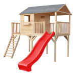 Maisonnette sacha en bois avec toboggan rouge Maisonnette sacha en bois avec toboggan rouge