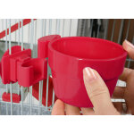 Mangeoire plastique pour cage  rongeurs diamtre 12cm couleur rouge cerise