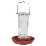Mangeoire silo pour oiseaux suspendue en verre terracotta