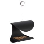 Mangeoire suspendue pour oiseaux en acier design noir