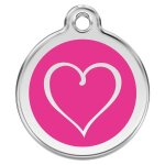 Mdaille pour chien rond personnalisable en coeur rose 3, 8 cm