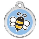 Mdaille d'identification pour animaux abeille bleu clair taille l