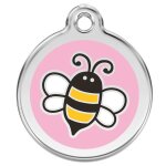 Mdaille d'identification pour animaux abeille rose taille m