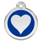 M�daille d'identification pour animaux coeur bleu fonc� taille s
