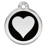 M�daille d'identification pour animaux coeur noir taille s