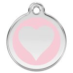 M�daille d'identification pour animaux coeur rose p�le taille l