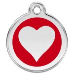 M�daille d'identification pour animaux coeur rouge taille l