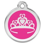 Mdaille d'identification pour animaux couronne rose taille m