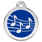 M�daille d'identification pour animaux note de musique bleue taille m