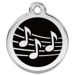 M�daille d'identification pour animaux note de musique noire taille m
