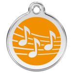 M�daille d'identification pour animaux note de musique orange taille s