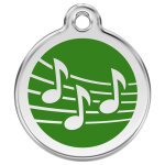 M�daille d'identification pour animaux note de musique verte taille s