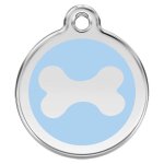 Mdaille d'identification pour animaux os bleu clair taille m